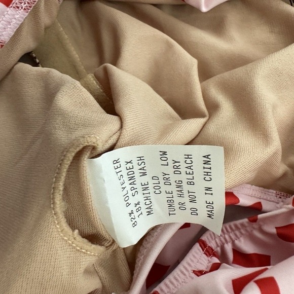 Kortni Jeane Womens Ruffle Around Tankini Top Size S New Pink Red Geometric Swim - Picture 5 of 8